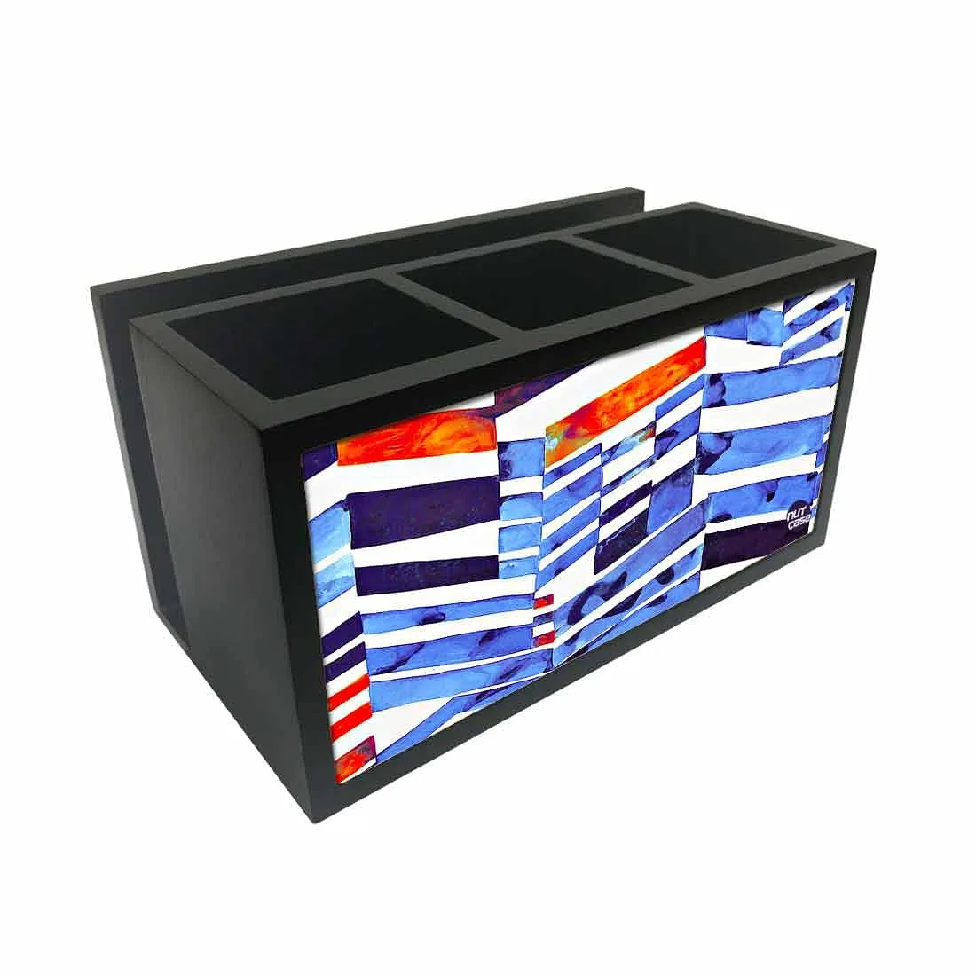 Cutlery Tissue Holder Napkin Stand -  Blue Lines Pattern