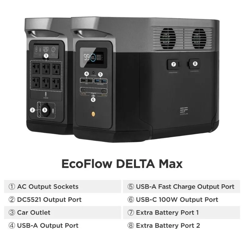 EcoFlow DELTA Max 1600   2 x 110W Solar Panels