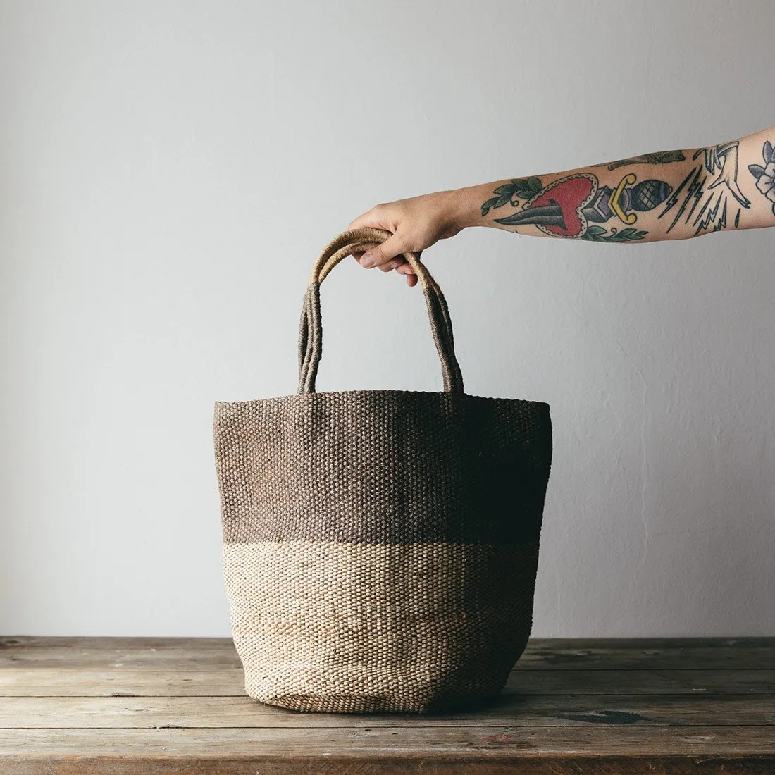 Hand Woven Jute Tote Bag Grey