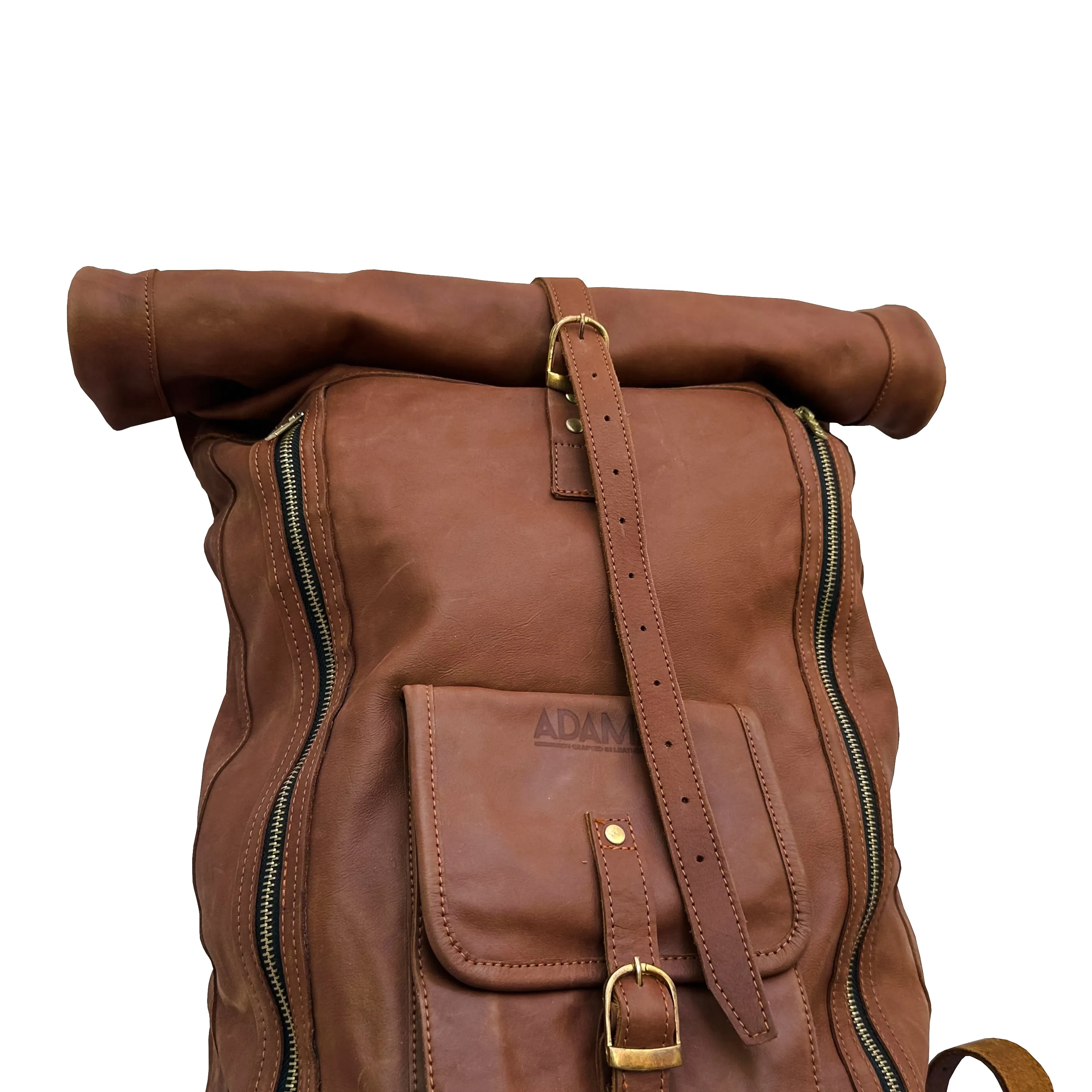 Men's Full Grain Vegetable Tanned Leather Travel Backpack