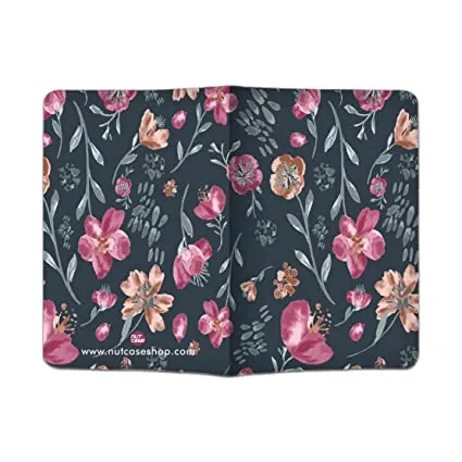 Passport Cover Holder Travel Wallet Case - Cute Gray Baby Flowers