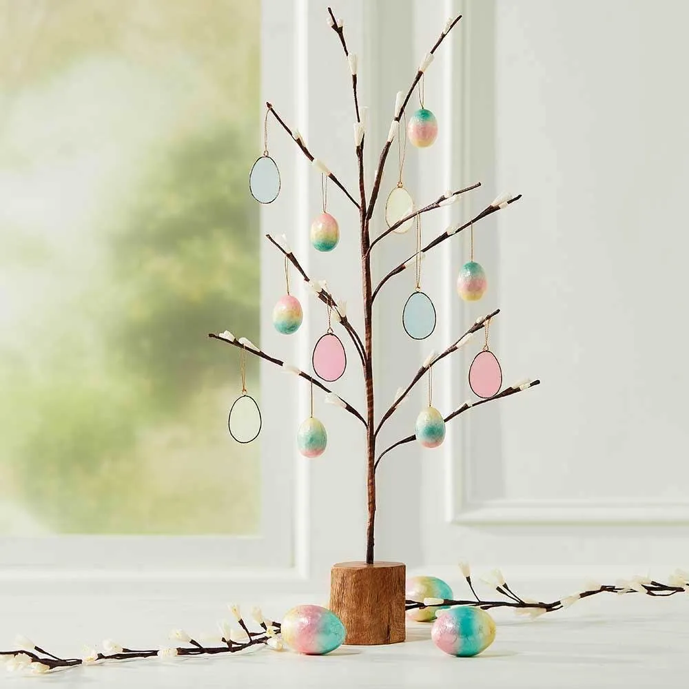 Pastel Capiz Shell Easter Egg Ornaments - set of 3