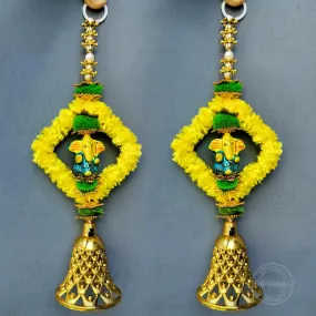 UrbanShilp Ganesha Wall Hanging for Home Decor | Hamsa Hand Decoration for Livingroom | Modern Artworks Items | Peace Charm Door Accent Decorative Hangings |Torans for Entrance Door(Pack of 2)